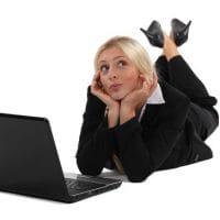 Distracted businesswoman