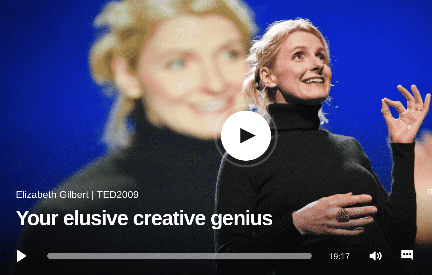 Screenshot of Elizabeth Gilbert's TED talk