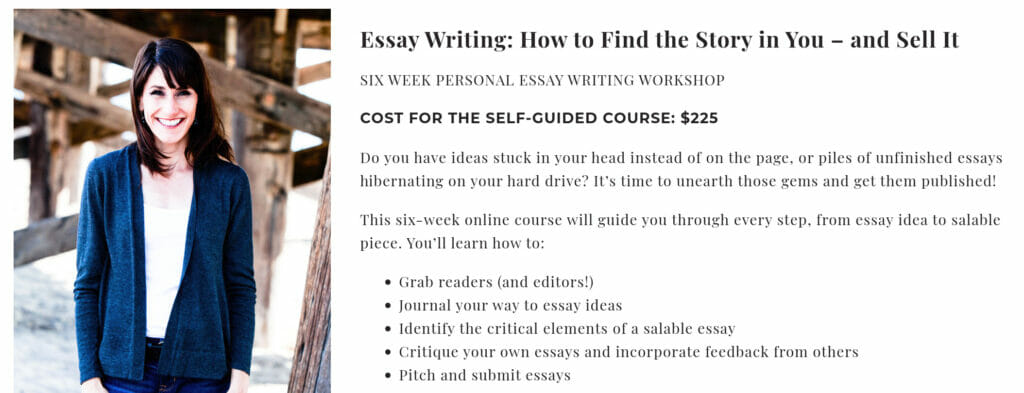 Amy Paturel headshot and description of essay course
