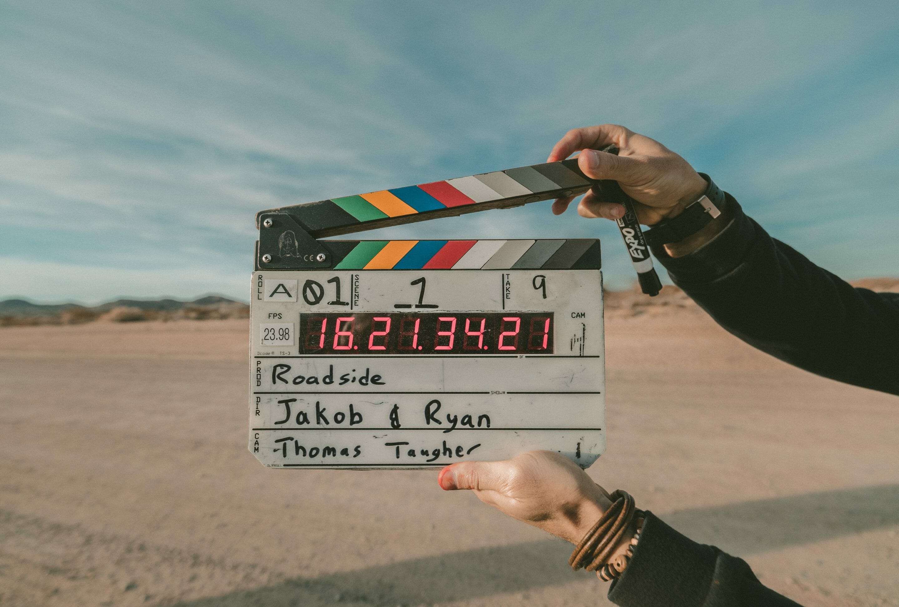Clapperboard for a film
