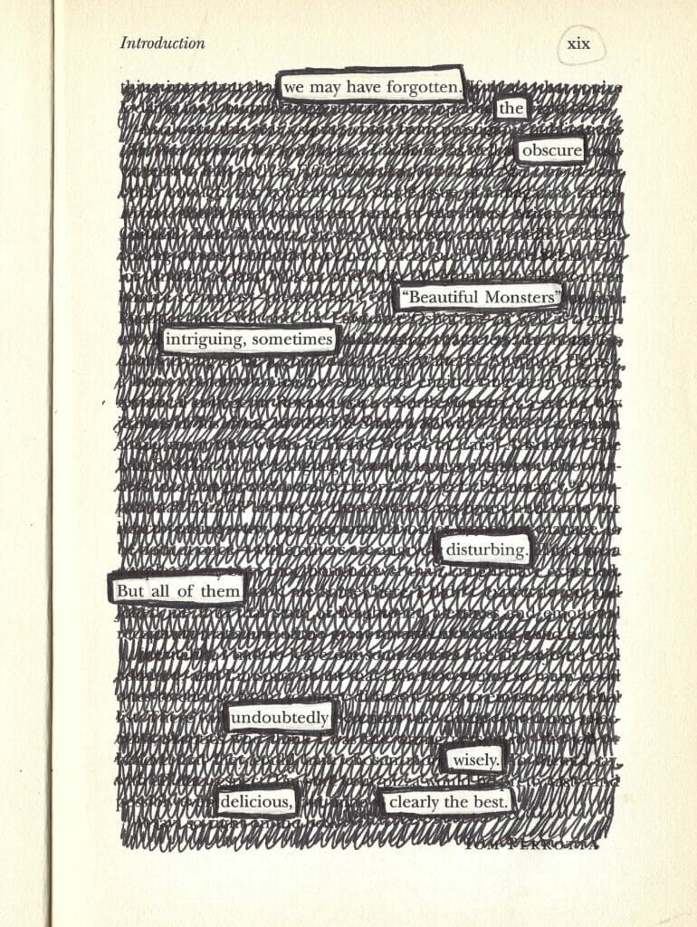 Example of blackout poetry or erasure poetry from Pinterest.