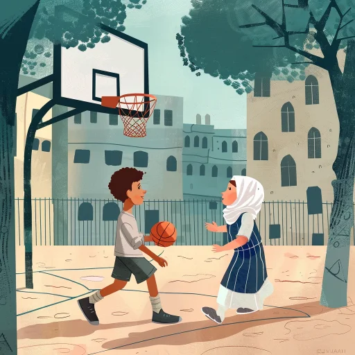 racially diverse children play basketball outside in a scene from a cultural identity memoir